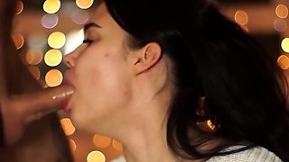 New Year's Eve Party with a Big-Titted Brunette Teen