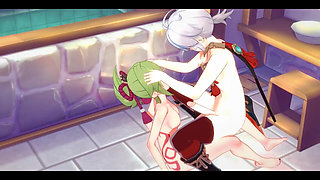 Genshin Impact Hentai - Kazuha X Kuki Shinobu Blowjob and Fucked with Creampie - Japanese Asian Manga Anime Game Porn