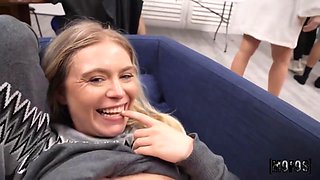 Blonde Krissy Knight Deep-Throats in College Dorm POV