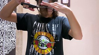 Cute curly brunette solo webcam masturbation