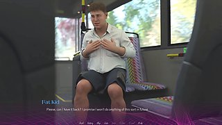 Hentai office game sex scene featuring some intense licking and squirt action on the bus