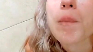 Drinking Pee Yellow and Cum Swallow - Bathroom