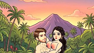 Man fucks woman with big cock in forest, she is very happy