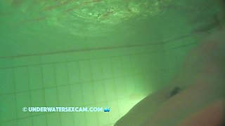 French Nubile barely legal+ Milks With The Jet Fountain Underwater In A Public Sauna Pool