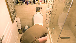 Pissing big ass blonde MILF in fishnet and lingerie likes POV fuck