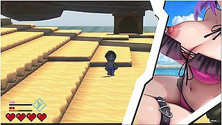 [02 Hentai Game Isekai Beach.2d Animation Of A Handjob On An Outdoor Beach