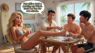 Married Blonde's Beach Tease Becomes Wild House Game with Husband and Young Men