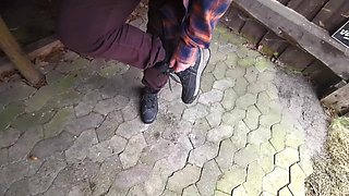 Slapping Her Tits Near Railway and in Small Hut