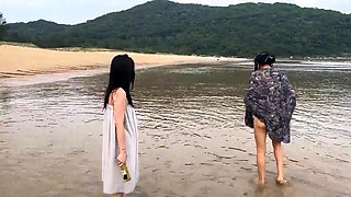 Morning beach nudity caught on by beach hidden cam