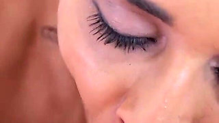 Brazilian teen Abby Lee Brazil POV deepthroat blowjob and cum swallow