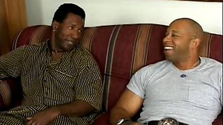 Blonde takes two massive black cocks