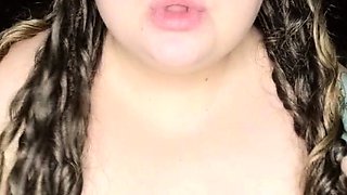 Busty curly brunette with big boobs fucks on couch