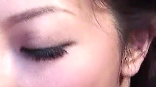 Skinny Japan teen with hairy pussy helped to masturbate and banged