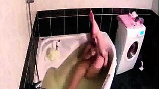 Peeking at stepdaughter Amy shaving in the bath