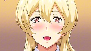 Innocent anime lady lets her lover in for the first time