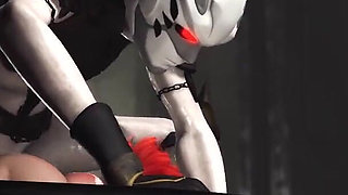 Hot sex in the sci-fi-lab. A sexy girl gets fucked by an android monster