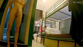 Mixed Dormitory Hostel: Exposing Shower Masturbation