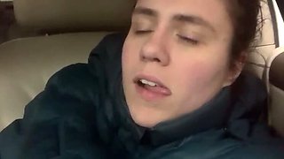 Hot Brunette MILF Masturbates & Cums Hard in Car - Public Sex Agony