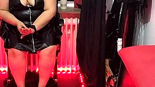 Dominant MILF Fingers Hooded Slave's Stretched Asshole Deep