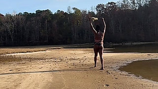 EBONY COUGAR ENJOYING THE SUN IN SWIMSUIT!