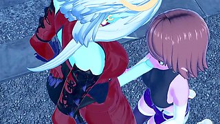 Chronoa gives Towa's cock a blow job and has a doggy style orgasm in this Dragon Ball Xenoverse hentai