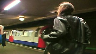 Daring British teens flashing in London