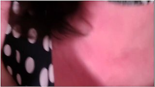 V560 Beautiful Dawn In Polka Dot Dress Showing Off Her Up Skirt And Sexy Silver Heels