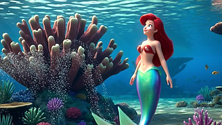 Sensual Mature Ariel Explores Her Magical Underwater Grotto with Long Human Legs and Graceful Poses in Fantasy