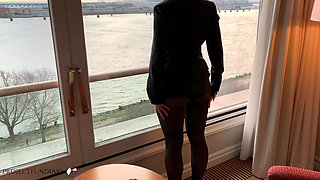 Secretary business look risky window-fuck