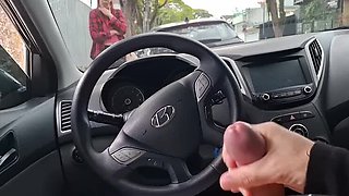 Teen Latina Gives Risky Handjob in Car - Petite Redhead Amateur