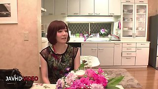Japanese Angel Airi Miyazaki Sucks Cock and Swallows Cum in Kitchen