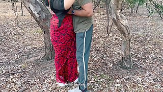 Horny Indian Housewife Cheating With Friend - Giving Deep Throat In Outdoor - Saree - Indian Blowjob