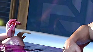 Blazing Boundaries 15 - Miranda & Lara Double Tease Mike's Cock in the Hot Tub