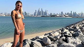 Monika Fox Swims Naked In Sea And Walks Along Beach