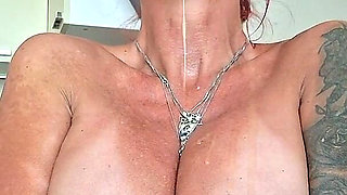 Horny MILF Drooling on Tits