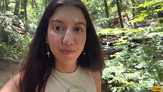 Horny Hitchhiker Wants to Suck and Fuck on a Camping Trip - Risky Sex and Cumwalk