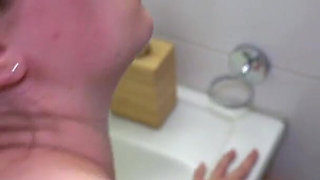 Family Quickie in the Bathroom, Stepbrother Also Wants to Fuck Her and Cum All Over Her Tits.