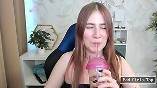 Petite Brunette Webcam Teen Flaunts Natural Big Tits