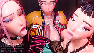 Rumi Mira Zoey Huntrix Triple Titjob 3D