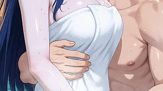 The ex enters the jacuzzi, seduces her and Hinata ends up reconciling with an intense fuck - AI-generated content