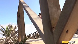 I found her on a nudist beach and banged her - faux cop