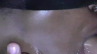 Ebony Slut Gagging on Big White Cock