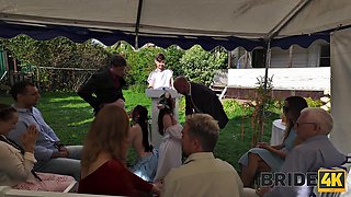 Bride Overwhelmed by Big Ass and Tits in Foursome