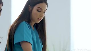 Lena Paul Tests Her Massage Product with Two Hot Employees - Lesbian Threesome & Pussy Eating