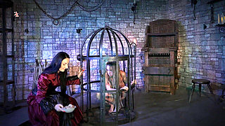 The Wild Maid Fina Is Kept in a Cage and Slimes Out of Her Mouth as She Greedily Eats Food From the Countess's Hand