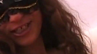 Horny Masked MILF Wife Amateur Fingers Her Hairy Pussy in Front of Her Watcher Husband