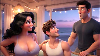 Stepmother's Secret Weekend Passion at the Beach Chalet (ai Generated)