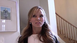 Real estate blonde getting licked and fucked big time