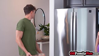 Stepsister sucking stepbro and stepdad