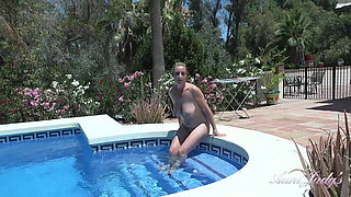 41yo Big Tit MILF Keira Gets Naughty by the Pool